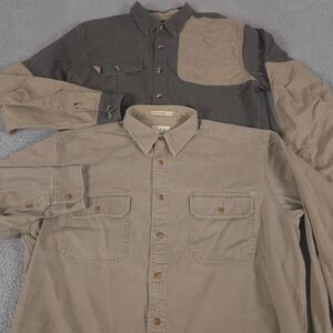 LOT OF 2 Cabela's Shirt Mens XL Tall Stonewash Canvas Hunting Shooting Outdoor